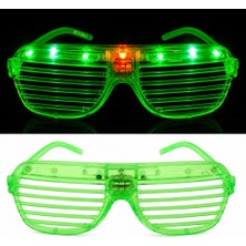 MiraLive LED Işıklı Panjur Parti Gözlüğü Yeşil Renk Shutter Gözlük