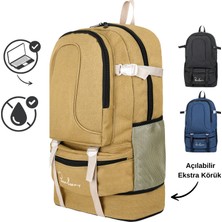 Baggor 50+10L Su Geçirmez, Körüklü, Dağcı, Kamp, Seyahat, Outdoor, Sırt Çantası - Laptop Bölmeli, Ortopedik Sırt, Bel, Omuz Destekli, Çok Bölmeli Büyük Boy - Siyah, Lacivert , Kum Rengi