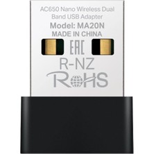 Tp-Link Mercusys MA20N AC650 Nano Wi-Fi Kablosuz USB 2.0 Adaptör