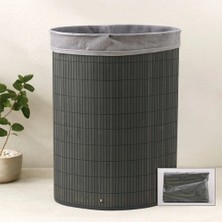 MiraLive Bambu Üçgen Kirli Çamaşır Sepeti 35X60 cm - Kapaklı, Kumaş Torbalı
