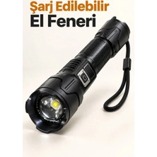 MiraLive Şarj Edilebilir LED El Feneri Dijital Göstergeli Alüminyum Gövde