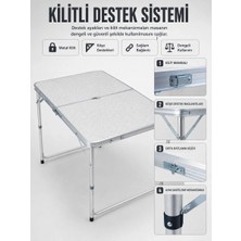 MiraLive 4 Kişilik Katlanabilir Kamp Masası Seti 4 Tabureli 50-65 cm Ayarlanabilir Yükseklik