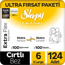 Sleepy Extra Flex Ultra Fırsat Paketi Bebek Bezi 6 Numara Xlarge 124 Adet