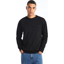 LC Waikiki Lcw Casual Siyah Bisiklet Yaka Uzun Kollu Baskılı Erkek Sweatshirt