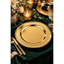 Le Paon 6'lı Gold Paslanmaz Çelik Supla Seti 33 cm Amerikan Servis ve Sunum Altlığı