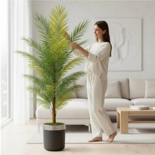 Erhan Flowers Yapay Areka Palmiyesi Siyah Gümüş Saksı 150 cm