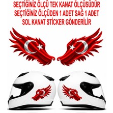 Sticker Usta Kanatlı Türk Bayrağı - Ay Yıldız - Türk Sticker -Araba - Oto - Motosiklet -Karavan Sticker Etiket 03041