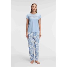 Lissa Butik Premium Koleksiyon  Kısa Kol Bisiklet Yaka Kadın Viskon Çiçek Desenli Yazlık Örme Dantel Detay