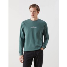 LC Waikiki Lcwaıkıkı Classic Yeşil Bisiklet Yaka Uzun Kollu Baskılı Erkek Sweatshirt