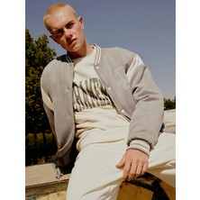 LC Waikiki Xsıde Bej Bisiklet Yaka Baskılı Erkek Kalın Sweatshirt