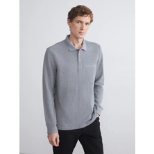 LC Waikiki Lcwaıkıkı Classic Gri Polo Yaka Uzun Kollu Erkek Sweatshirt