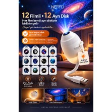 Neffo USB Galaksi Projektör LED Gece Lambası 360° Ayarlanabilir 2’si 1 Arada Ambiyans Işık 12 ve 24 Disk Seçenekli