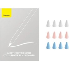 BASEUSONLINE Baseus Smooth Writing Stylus Kalem Ucu Silikon Kılıfı (12LI Paket) - Orta Sertlik - (4 Mavi / 4 Pembe / 4 Beyaz)
