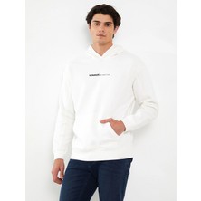 LC Waikiki Xsıde Beyaz Uzun Kollu Baskılı Erkek Kalın Hoodie