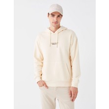 LC Waikiki Xsıde Ekru Uzun Kollu Baskılı Erkek Kalın Hoodie