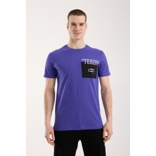 Modanı Seç Erkek Baskılı T-Shirt Sportif Kesim Günlük Kullanım - Mor