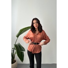 Modanı Seç Kiremit Saten Gömlek