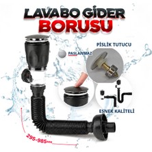 Movitekno Lüks Pop-Up Koku ve Haşere Önleyici Lavabo Banyo Gider Sifonu Basmalı Baş-Aç 40 cm - 100 cm Boyut