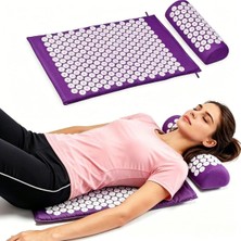 Naturachi Akupressür Akupunktur Mat ve Yastık Seti Refleksoloji Yoga Mor Renk Çivimat