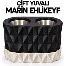 Mottopi Siyah Çift Kadeh Yuvalı Elmas Desenli Marin Ehlikeyf-Siyah