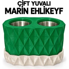 Mottopi Yeşil Çift Kadeh Yuvalı Elmas Desenli Marin Ehlikeyf-Yeşil