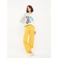 LC Waikiki Lcw Vision Gri Bisiklet Yaka Renk Bloklu Uzun Kollu Kadın Sweatshirt
