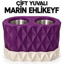 Mottopi Mor Çift Kadeh Yuvalı Elmas Desenli Marin Ehlikeyf-Mor