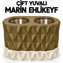 Mottopi Bronz Çift Kadeh Yuvalı Elmas Desenli Marin Ehlikeyf-Bronz