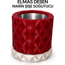 Mottopi Kırmızı Elmas Desenli Şişe Soğutucu Marin Ehlikeyf-Kırmızı