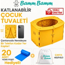 Bamm Bamm Katlanabilir Çocuk Tuvaleti, Portatif Lazımlık (Sarı)