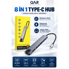 Type-C 8’i 1 Arada Usb-C Hub Çoklayıcı 4K HDMI RJ45 Ethernet Sd Tf Kart Okuyucu USB 3.0 Pd Şarj