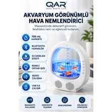 Akvaryum Görünümlü 700 ml Bluetooth Hoparlörlü Hava Nemlendirici Ters Akan Su Damlası Efektli 7 Renk LED Işıklı