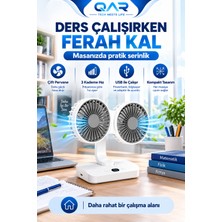 USB Şarjlı Kablosuz Masaüstü Vantilatör 720° Ayarlanabilir Çift Taraflı Fan ve Gece Lambası