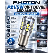 Photon P21/5W Premium Mercekli LED Ampul Çift Devre Güçlü Beyaz Işık Stop Park 1 Adet