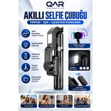 Işıklı Gimbal Destekli Tripod Bluetooth Kumandalı 100 cm Selfie Çubuğu Ayarlanabilir Telefon Tutucu