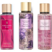 Victoria's Secret 3'lü Vücut Spreyi Seti - Pomegranate Rose + Dreamy Plum Dahlia + Velvet Petals (3 x 250 Ml)