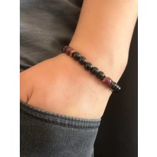 Sevgili Takı Obsidyen ve Granat Doğal Taşlı Bileklik -Denge Serisi