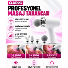 USB Şarjlı Masaj Tabancası 4 Değiştirilebilir Başlıklı Taşınabilir Kas Masaj Aleti Beyaz