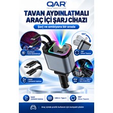 4’ü 1 Arada Araç Şarj Aleti Type-C ve Lightning Kablolu Hızlı Şarj Çakmaklık Adaptörü