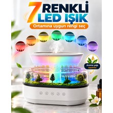 Yağmur Damlası Efektli Aroma Difüzör Hava Nemlendirici Orman Manzaralı Dekoratif Esansiyel Yağ Uyumlu Dokunmatik Tuşlu Ofis Yatak Odası