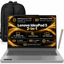 Lenovo Ideapad 5 2 In 1 14AGP11 Amd Ryzen™ Aı 7 445 32GB 512GB SSD 14" Windows 11 Pro Dokunmatik Taşınabilir Bilgisayar + Snertech Çanta 83UH0049TR S5