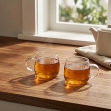 Bienca Borosilikat Cam Kupa 400 ml 2'li Set – Kulplu Isıya Dayanıklı Çay Kahve Bardağı | Şeffaf Kupa