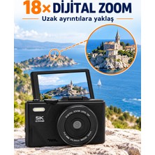5k 75MP Hd Dijital Kamera 18X Dijital Zoom, Flaşlı,3.0 Inç Ekranlı Fotoğraf Makinesi