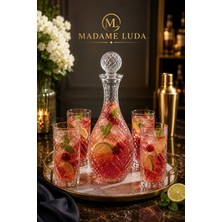 Madame Luda Premium Kristal Bardak Karaf Sürahi Takımı/seti–(6 Bardak-1 Karaf Sürahi)-7 Parça Set.