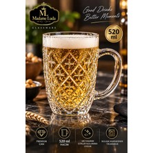 Madame Luda Üst Kalite / 4 Adet 520 cc - ml / Premium Kulplu Bira Bardağı / Kupası