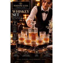 Madame Luda Kristal 7 PARÇA-730 Ml.karaf ŞIŞE-240 Ml.6 Adet Viski Bardağı-Kadehi.viski-Likör-Şarap Takımı.seti.