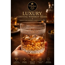 Madame Luda Kabartmalı Desen Üst Kalite 340 ml / 6 Adet Viski Bardağı/kadehi