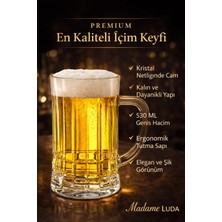 Madame Luda Premium Cam 2 Adet Kulplu Bira BARDAĞI/KUPASI-(530 Ml)