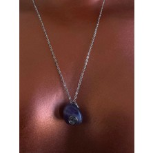 Ametist Doğal Taşlı Çelik Kolye | Sevgili Takı Koleksiyonu