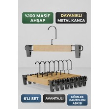 Onouqo Ahşap Mandallı Ahşap Pantolon ve Etek Askısı, Siyah Kanca, 6 Adet